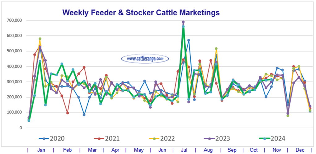 Feeder & Stocker Cattle Marketings for the week ending 11/2/24