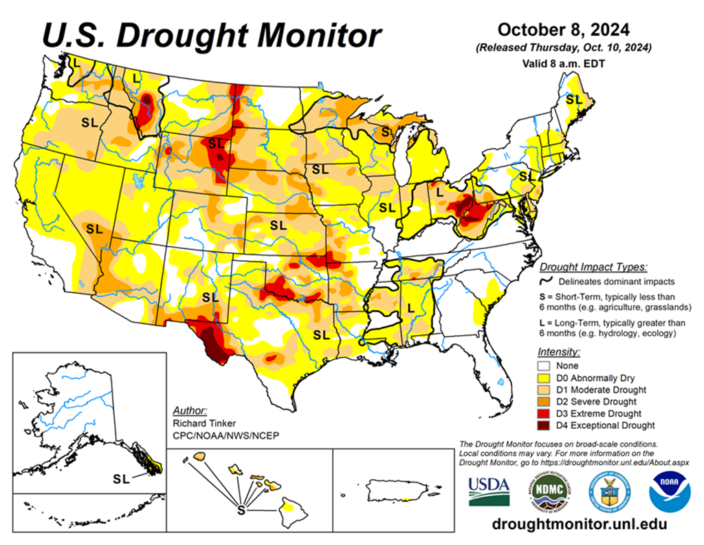 38.98% of the Lower 48 States & 43% of Cattle Areas are in Drought