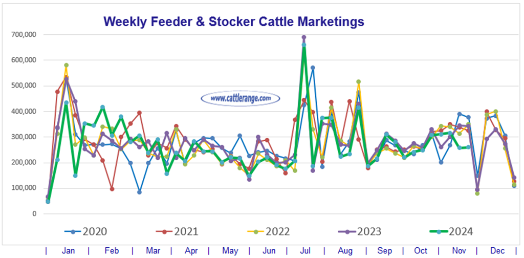 Feeder & Stocker Cattle Marketings for the week ending 11/16/24